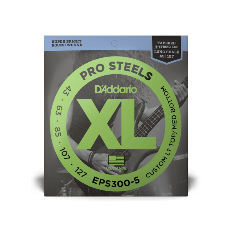 Набор струн D'ADDARIO EPS300-5 XL PROSTEELS BASS Custom Light Top/Med Bottom (43-127)